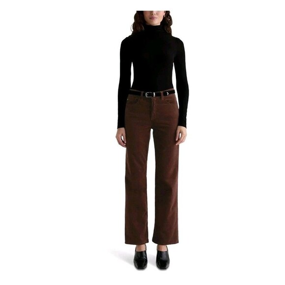 NWT AG Denim Brinley Mid Rise Straight Corduroy Jeans Chocolate Brown Size 26 - Picture 1 of 12